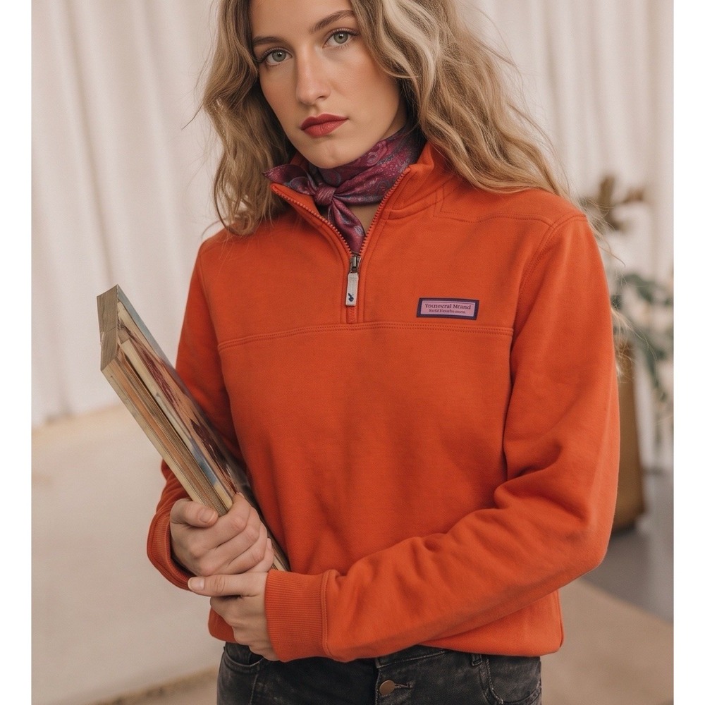 Vineyard Vines Martha's Vineyards Preppy Pullover Sweatshirt Size XS Orange
